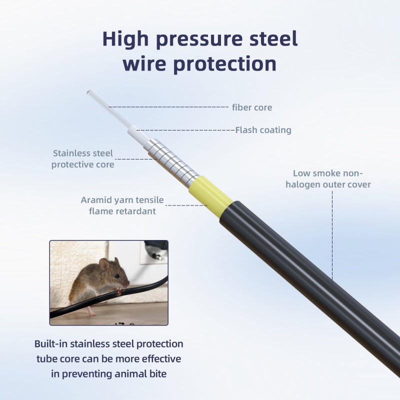 Jeirdus 100ft 100feet 30m SC to SC Outdoor Armored Duplex 9/125 SM Fiber Optic Cable Jumper Optical Patch Cord Singlemode 30Meters 100ft SC-SC - Image 5